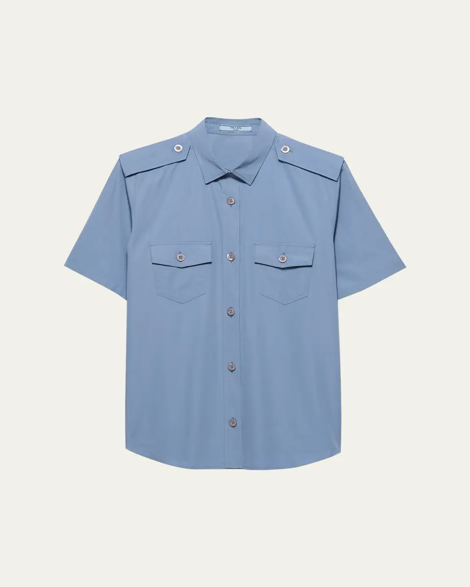 Prada Short-Sleeve Cotton Utility Shirt | Thumbnail 5 Prada Short-Sleeve Cotton Utility Shirt | Thumbnail 5