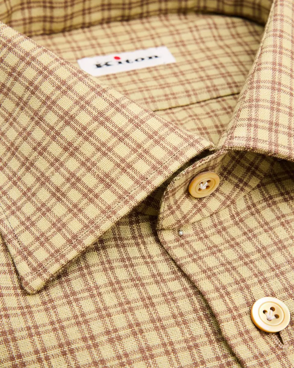 Kiton Men's Linen-Blend Plaid Button-Down Shirt | Thumbnail 2