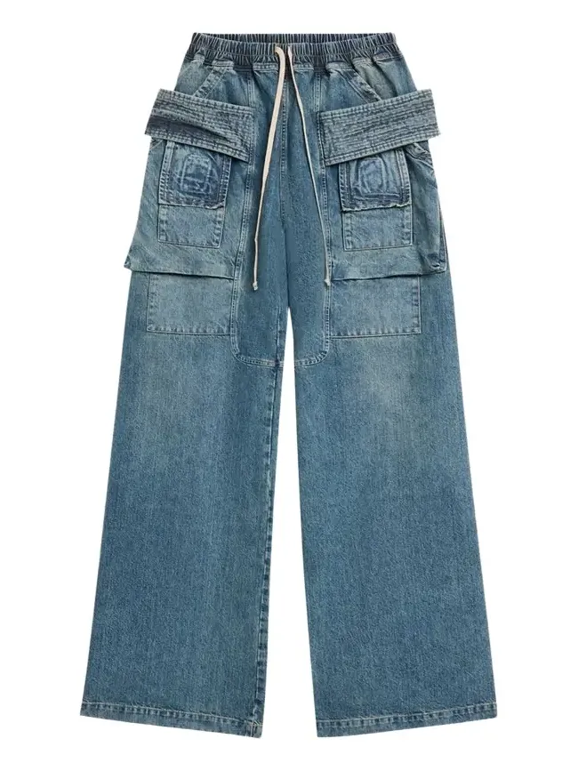 Men's Denim Wide-Leg Pull-On Cargo Pants