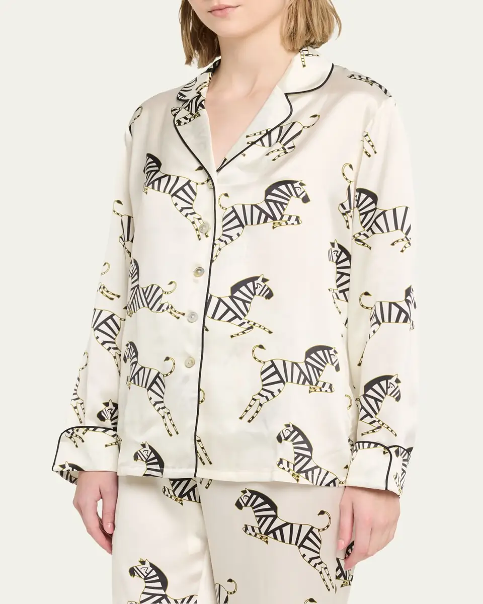 Olivia von Halle Lila Zebedee Zebra-Print Silk Pajama Set | Thumbnail 4