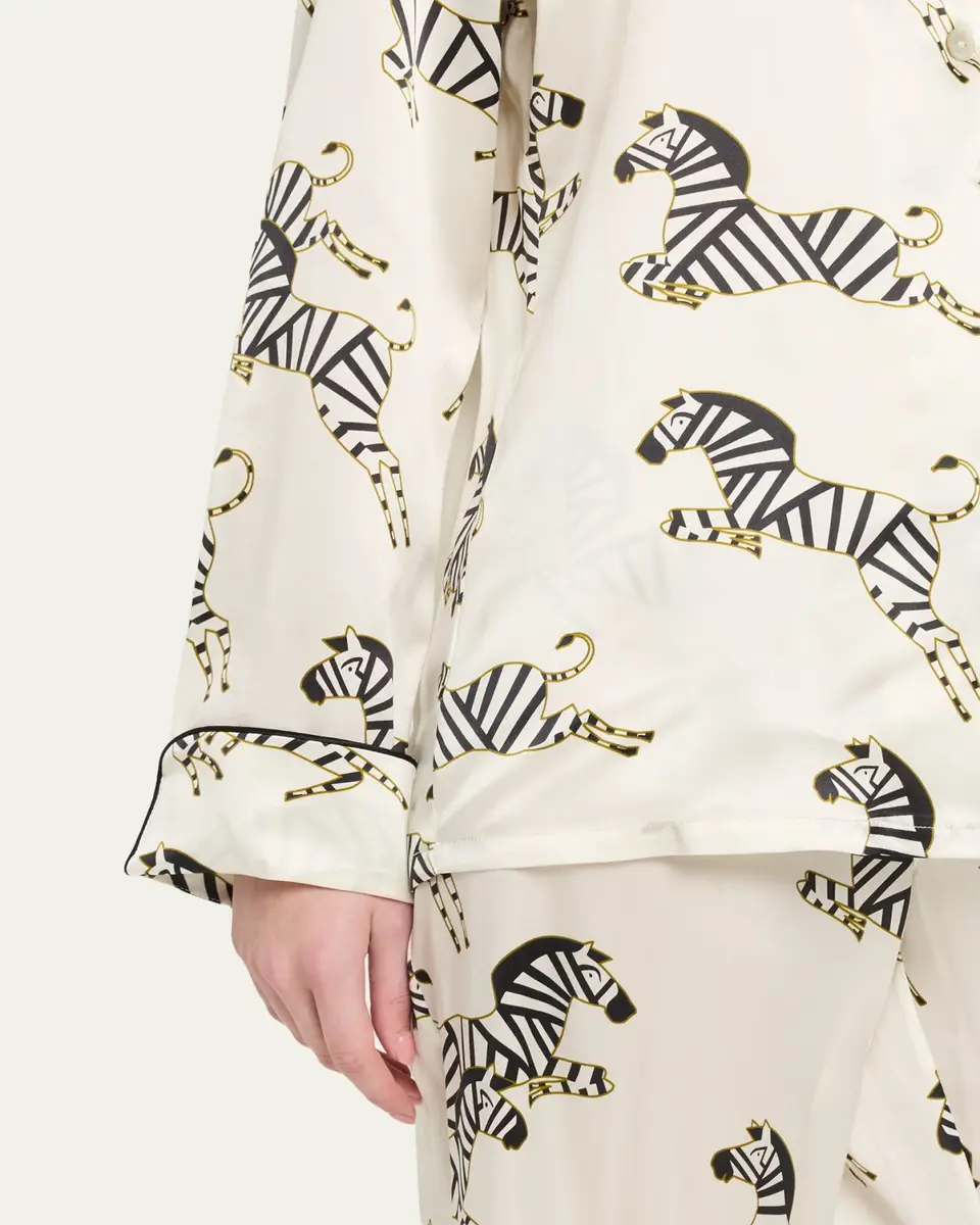 Olivia von Halle Lila Zebedee Zebra-Print Silk Pajama Set | Thumbnail 5