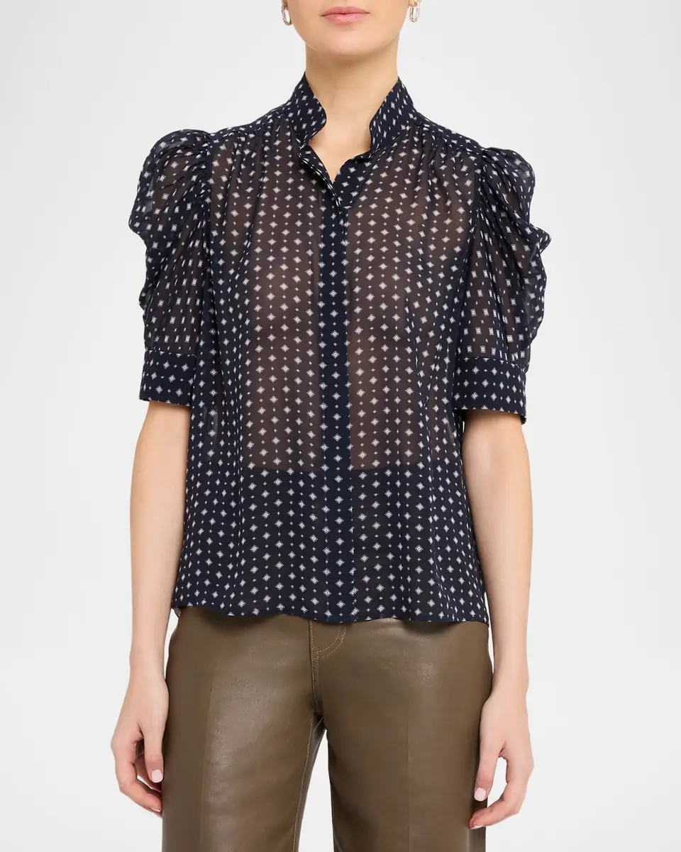 FRAME The Tie Print Gillian Blouse | Thumbnail 10 FRAME The Tie Print Gillian Blouse | Thumbnail 10