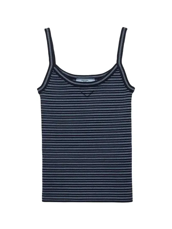 Striped Cotton Knit Tank Top Striped Cotton Knit Tank Top