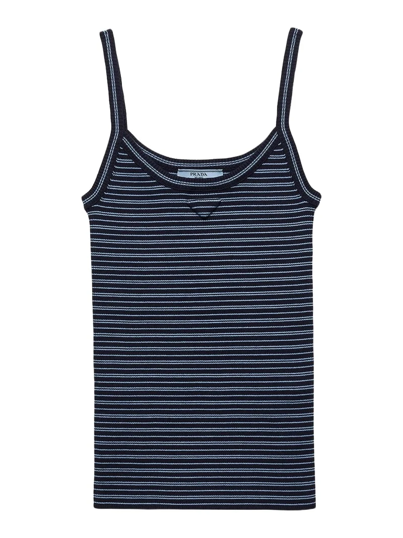 Prada Striped Cotton Knit Tank Top