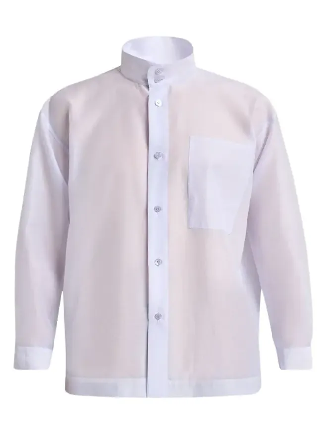 Men's Polyester and Wool Mandarin-Collar Sport Shirt Men's Polyester and Wool Mandarin-Collar Sport Shirt