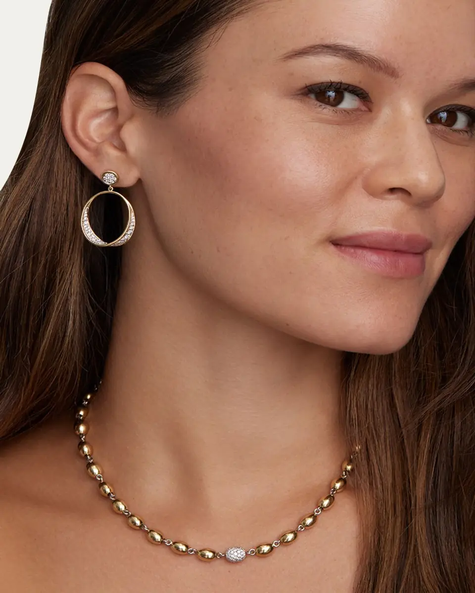 Jamie Wolf 18K Yellow and White Gold Oval Twist Earrings with Diamonds | Thumbnail 2