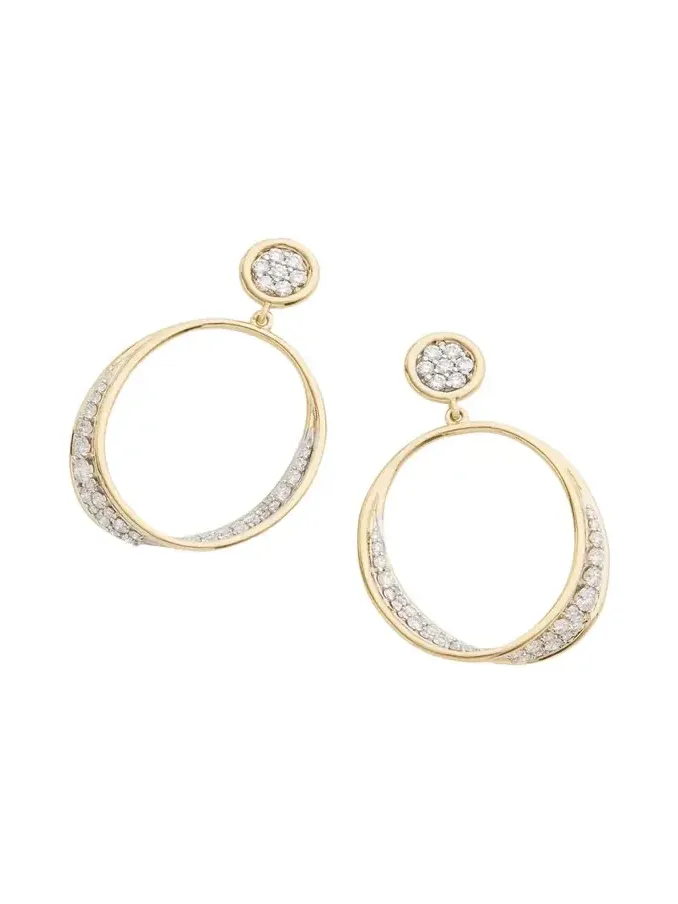 18K Yellow and White Gold Oval Twist Earrings with Diamonds 18K Yellow and White Gold Oval Twist Earrings with Diamonds