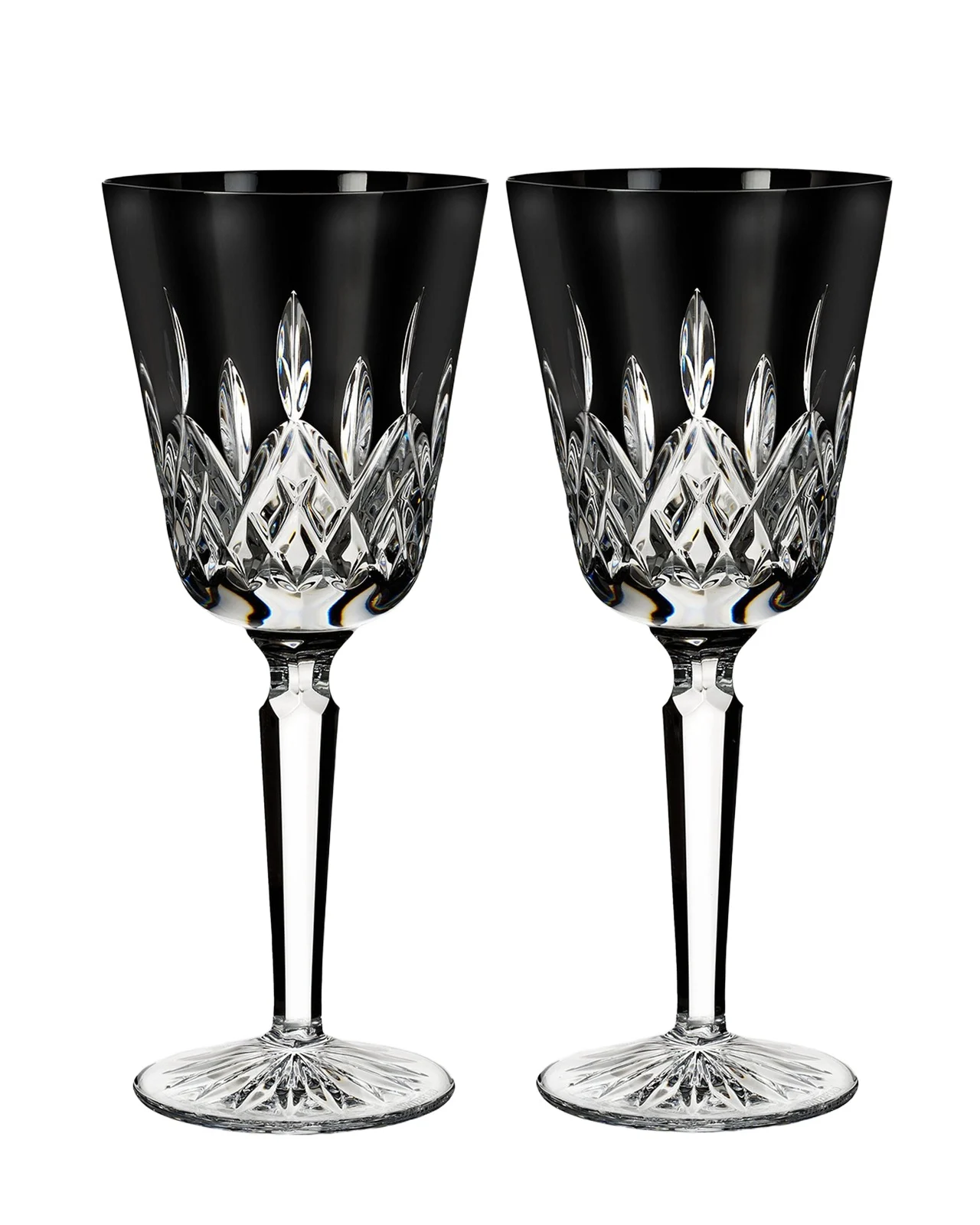 Waterford Crystal Lismore Black Crystal Goblets, Set of 2