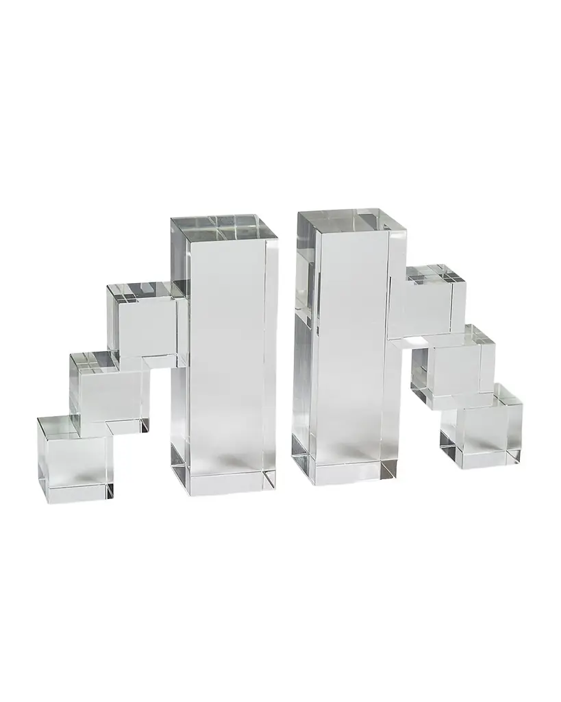 Tizo Clear Crystal Block Steps Bookend Pair