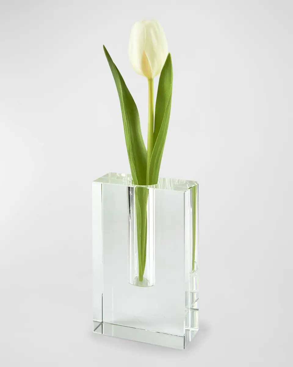 Tizo Clear Crystal Rectangle Bud Vase - Small | Thumbnail 2 Tizo Clear Crystal Rectangle Bud Vase - Small | Thumbnail 2