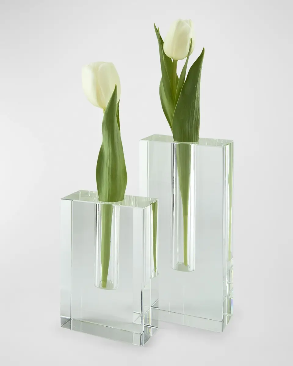 Tizo Clear Crystal Rectangle Bud Vase - Small | Thumbnail 3 Tizo Clear Crystal Rectangle Bud Vase - Small | Thumbnail 3