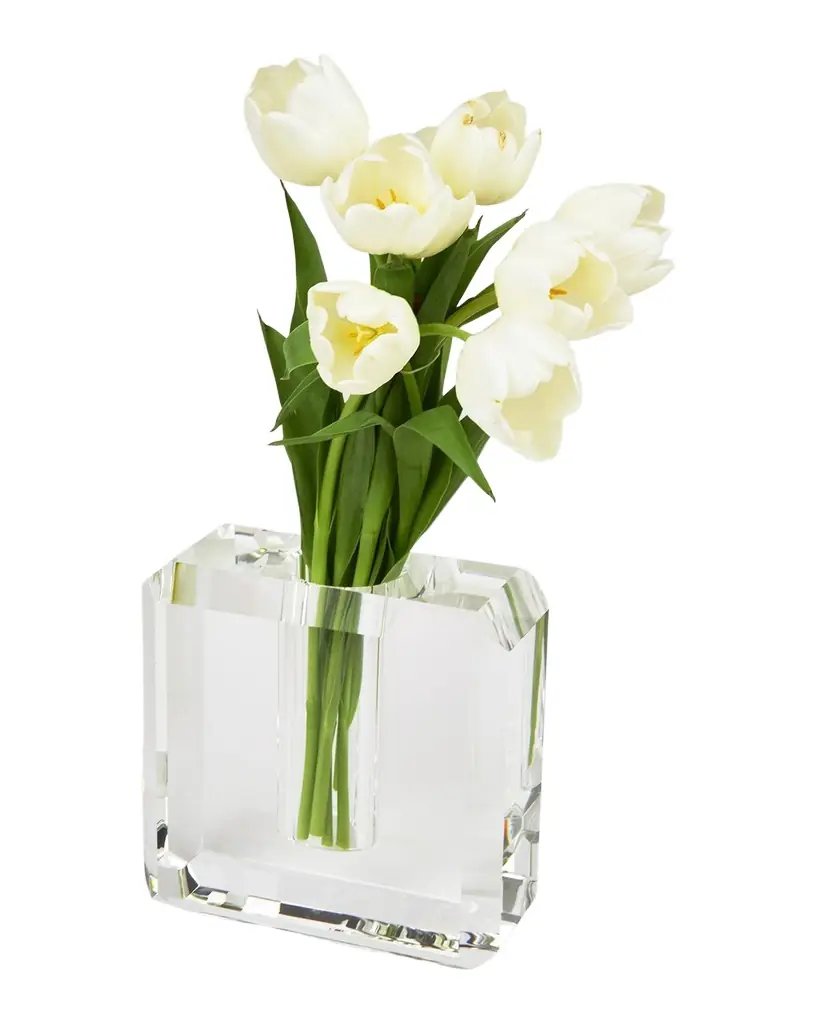 Tizo Clear Beveled Crystal Centerpiece Vase - Wide