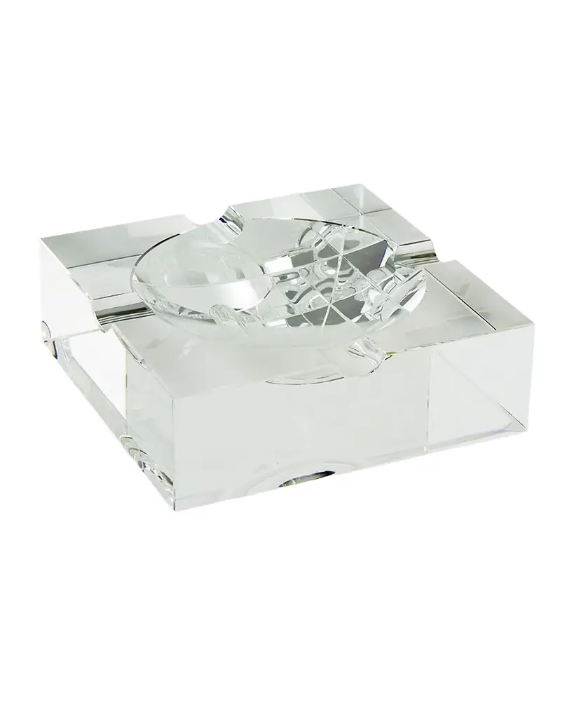 Tizo Clear Crystal Square Cigar Ashtray Large | Image 1 Tizo Clear Crystal Square Cigar Ashtray Large | Image 1