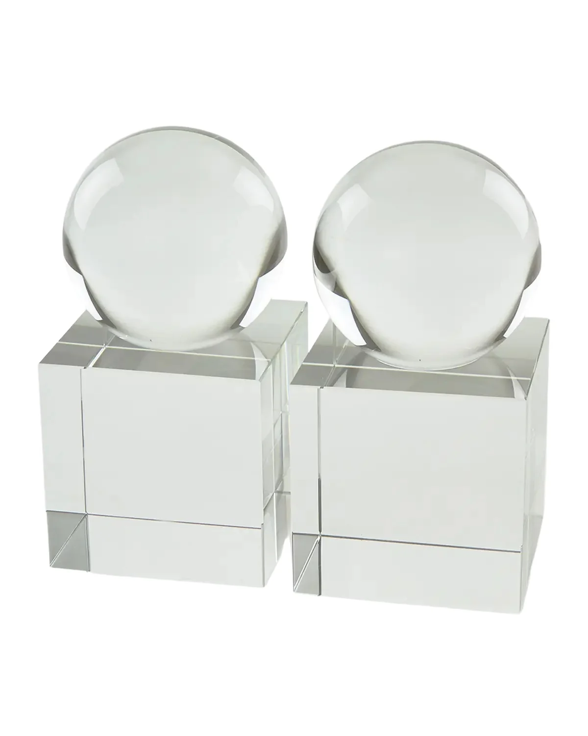 Tizo Clear Crystal Sphere Book End Pair