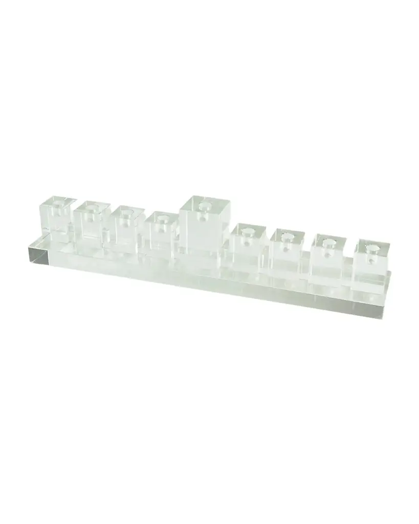Tizo Crystal Menorah - Clear W/Blue