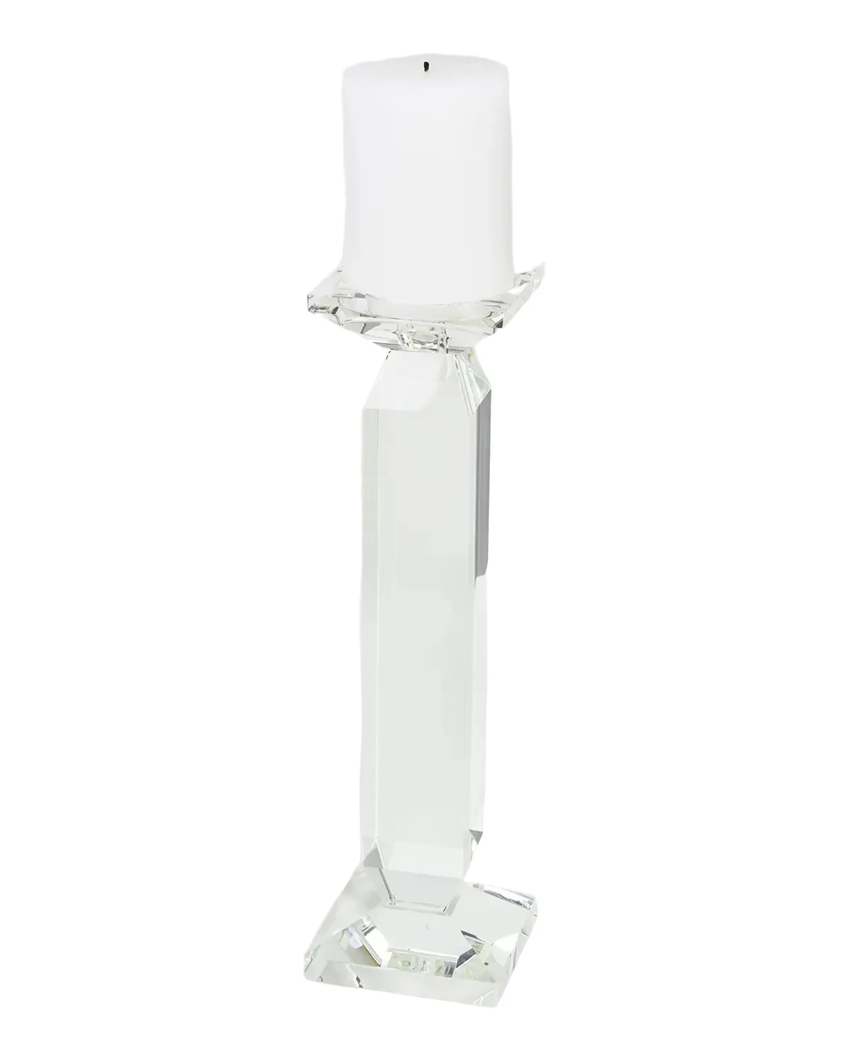 Tizo Clear Crystal Pillar Candle Holder - Large