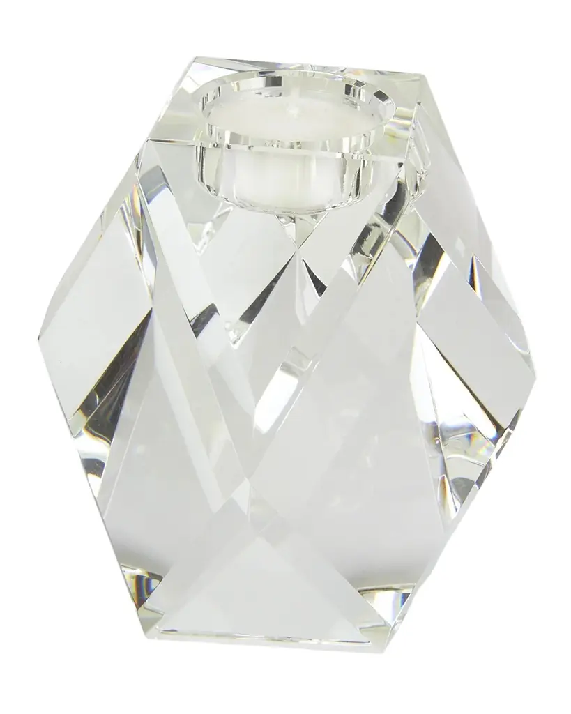 Tizo Clear Crystal Votive Candle Holder Diamond Cut Medium