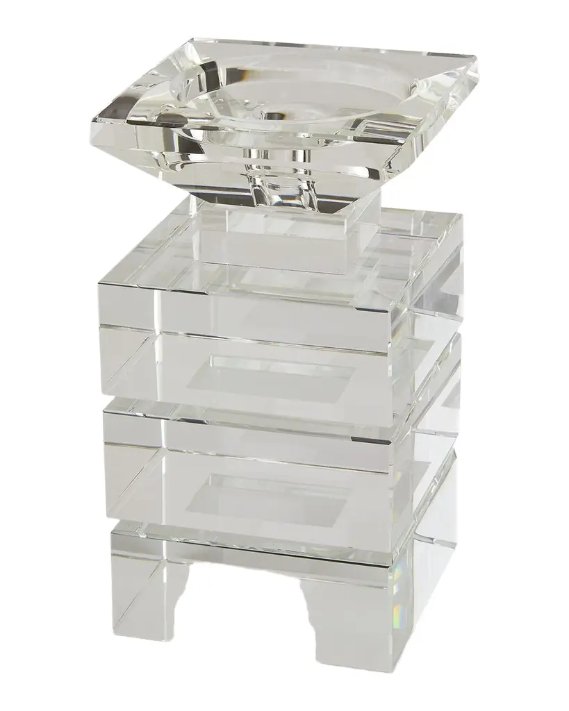 Tizo Clear Cut Crystal "Illusion" Candleholder - Holds Pillar Or Tapered Candles - Small