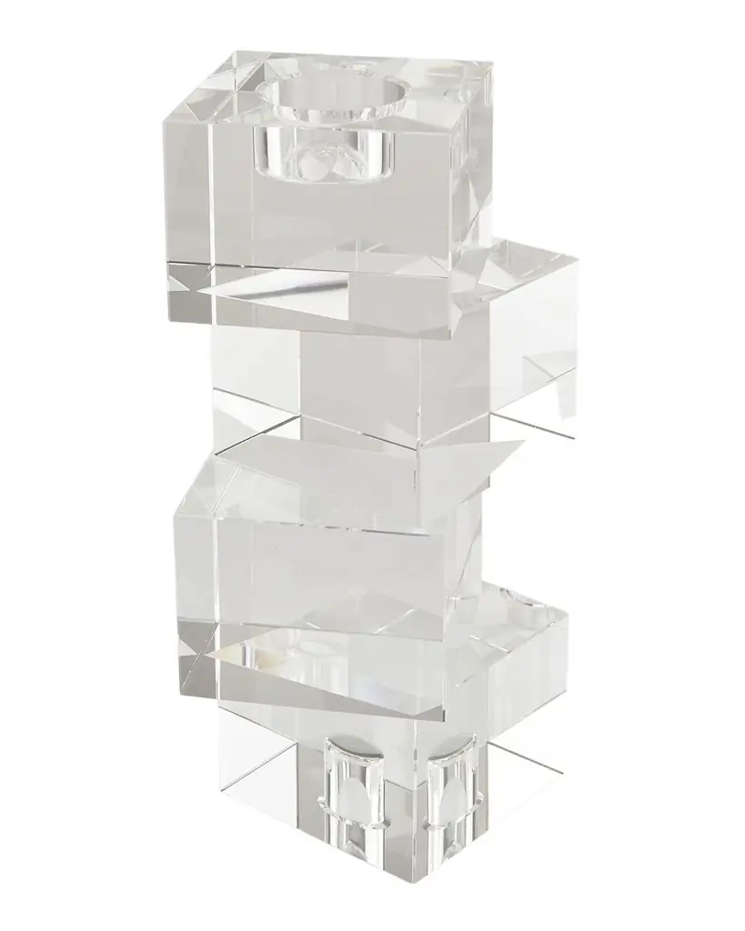 Tizo Clear Crystal Votive Or Tapered Candleholder "Cubes" Large