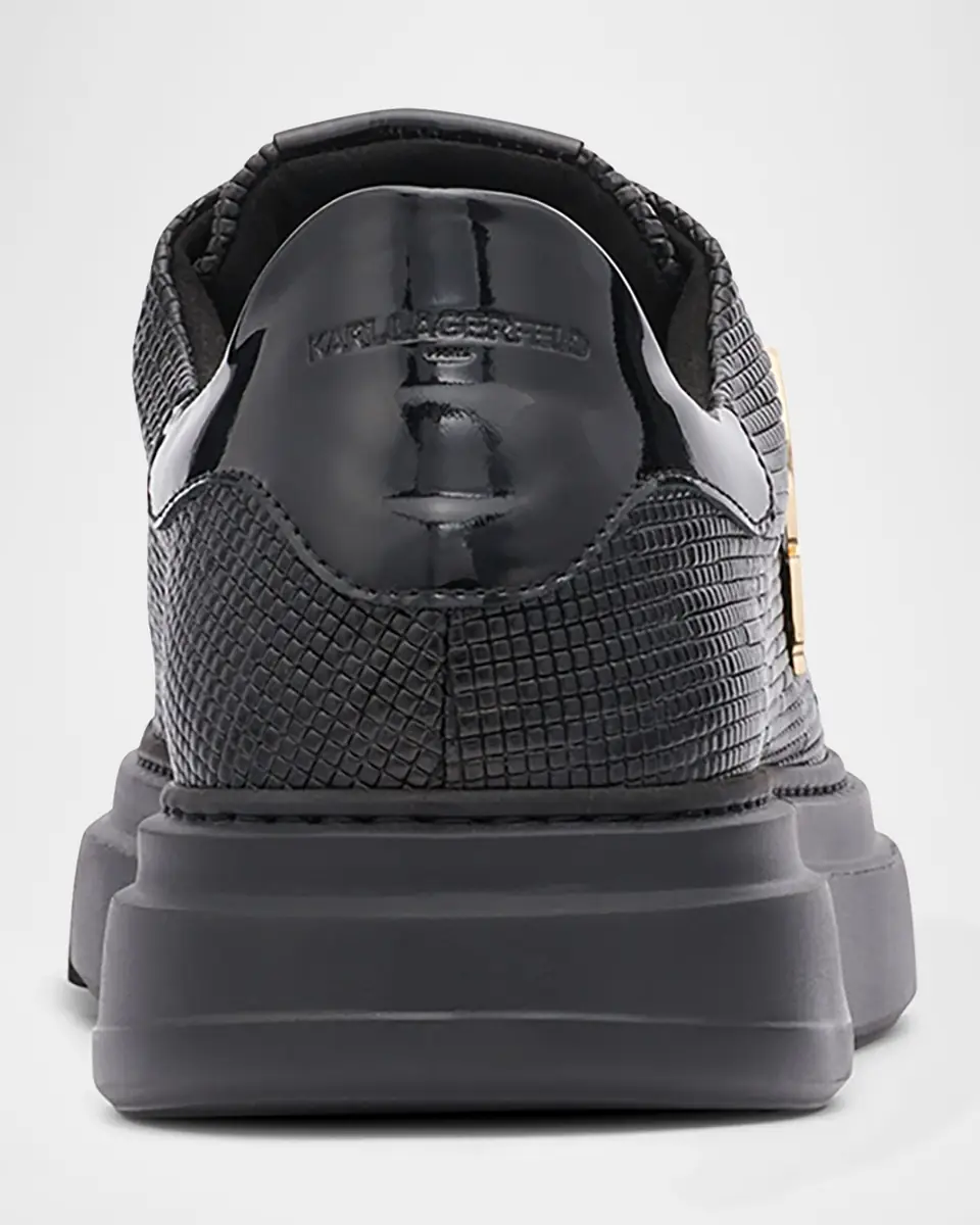 Karl Lagerfeld Paris Men's Low-Top Printed Leather Sneakers with Karl Pin | Thumbnail 3 Karl Lagerfeld Paris Men's Low-Top Printed Leather Sneakers with Karl Pin | Thumbnail 3