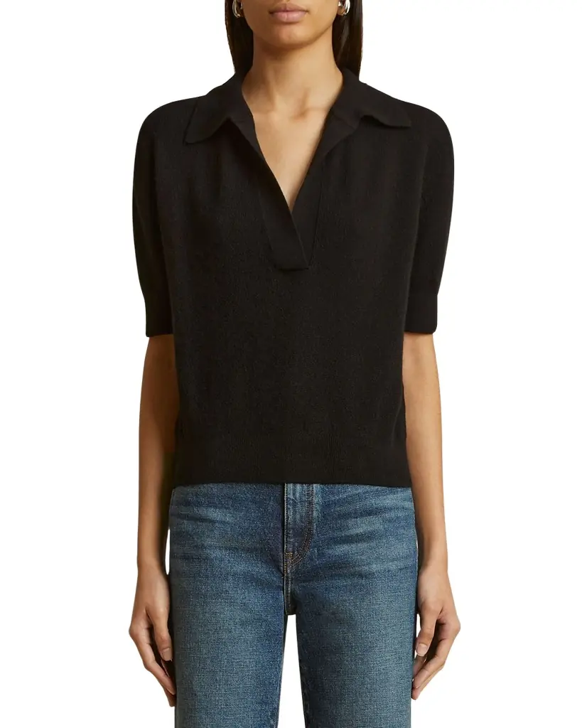 Khaite Shrunken Jo Cashmere Polo Sweater | Image 1 Khaite Shrunken Jo Cashmere Polo Sweater | Image 1