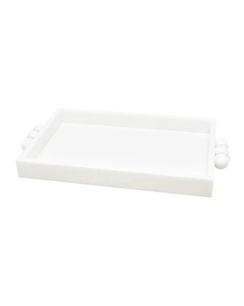 Tizo White Lucite Tray with Bubble Handles