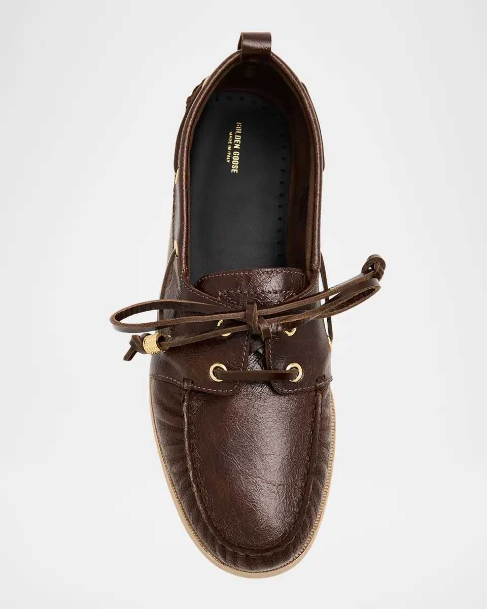 Golden Goose Men's Leather Moc-Toe Boat Shoes | Thumbnail 5 Golden Goose Men's Leather Moc-Toe Boat Shoes | Thumbnail 5