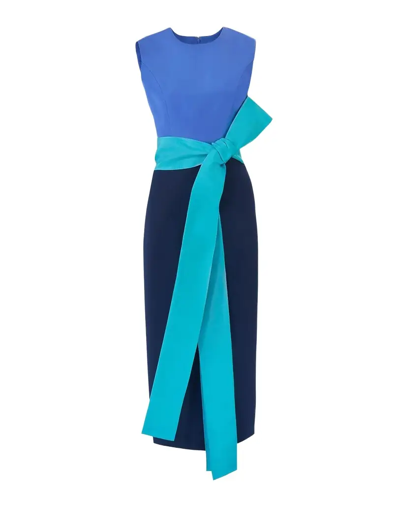 Carolina Herrera Colorblock Waist-Bow Sleeveless Midi Dress | Image 1 Carolina Herrera Colorblock Waist-Bow Sleeveless Midi Dress | Image 1