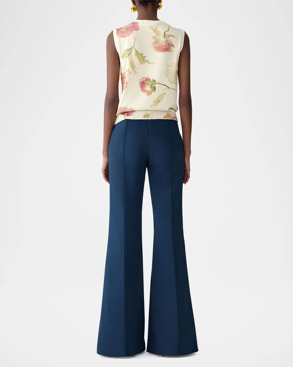 Carolina Herrera Floral Print Sleeveless Silk-Cotton Sweater | Thumbnail 3 Carolina Herrera Floral Print Sleeveless Silk-Cotton Sweater | Thumbnail 3