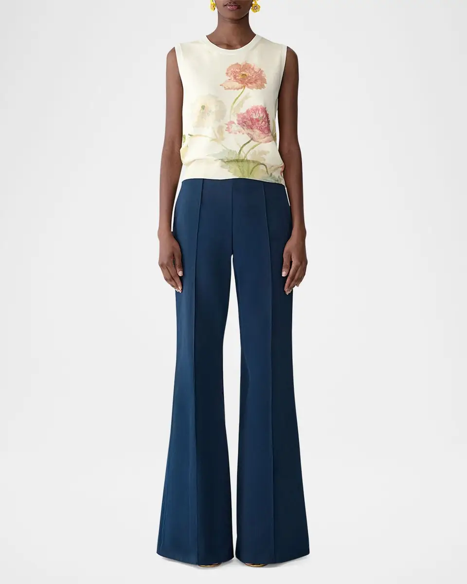 Carolina Herrera Floral Print Sleeveless Silk-Cotton Sweater | Thumbnail 4 Carolina Herrera Floral Print Sleeveless Silk-Cotton Sweater | Thumbnail 4