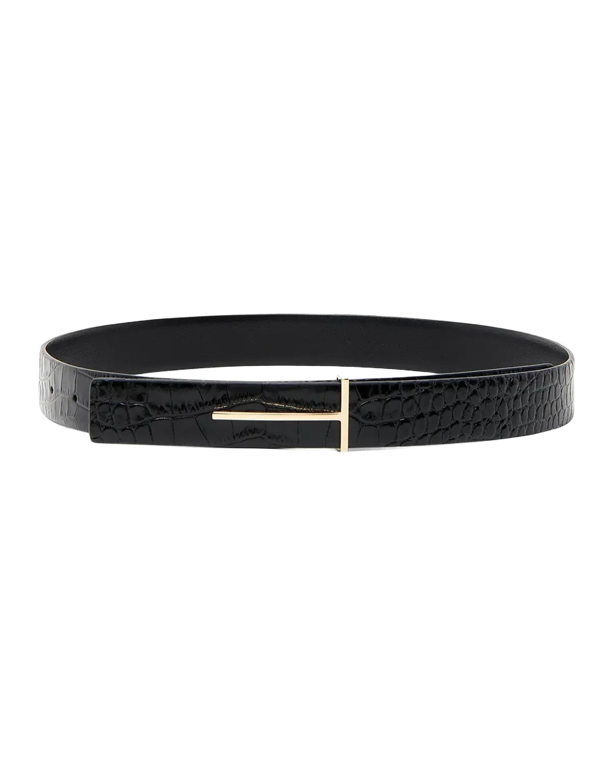 Croc-Effect Leather Belt Croc-Effect Leather Belt