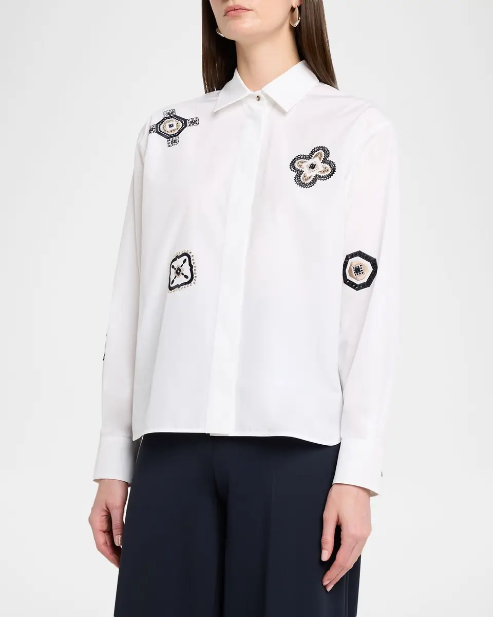 Max Mara Shock Embroidered Cotton Poplin Shirt | Thumbnail 4 Max Mara Shock Embroidered Cotton Poplin Shirt | Thumbnail 4
