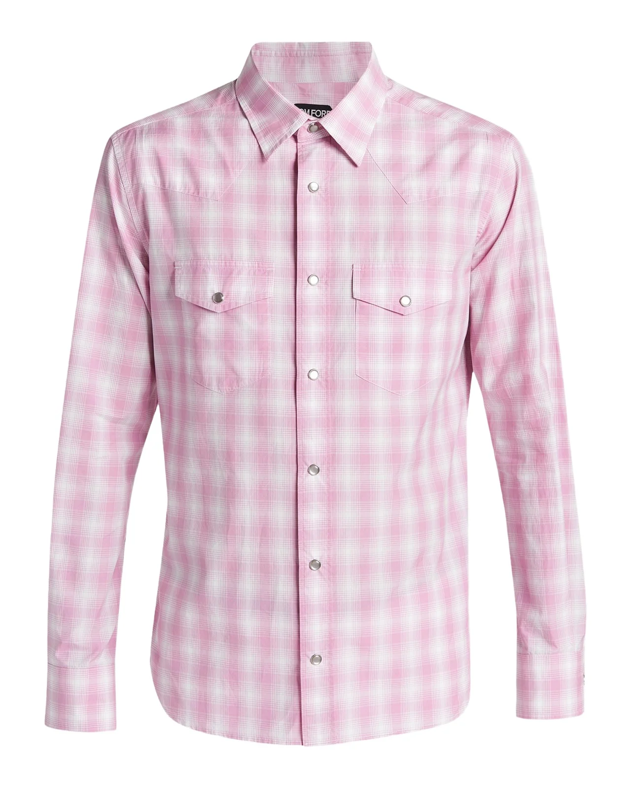 Men's Cotton Plaid Slim-Fit Snap Front Western Shirt