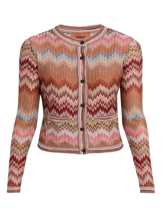Multicolor Snake Chevron Crewneck Cardigan