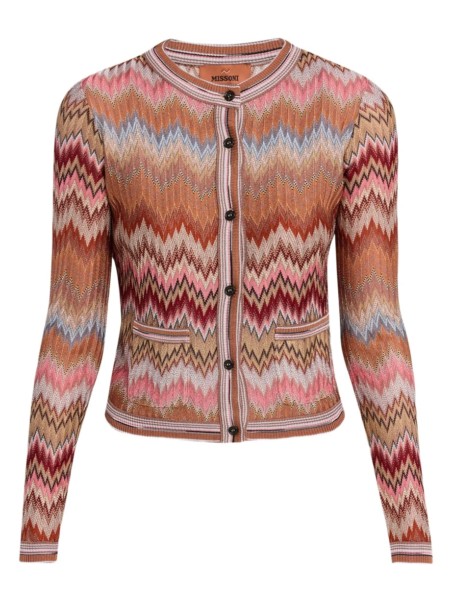 Multicolor Snake Chevron Crewneck Cardigan