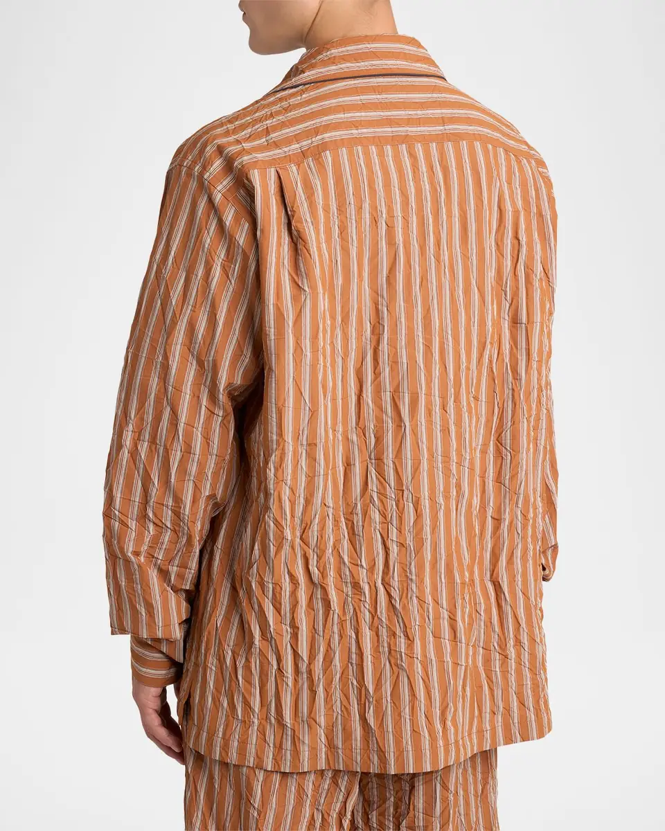 Dolce & Gabbana Men's Multi-Stripe Button-Down Shirt with Piping | Thumbnail 3