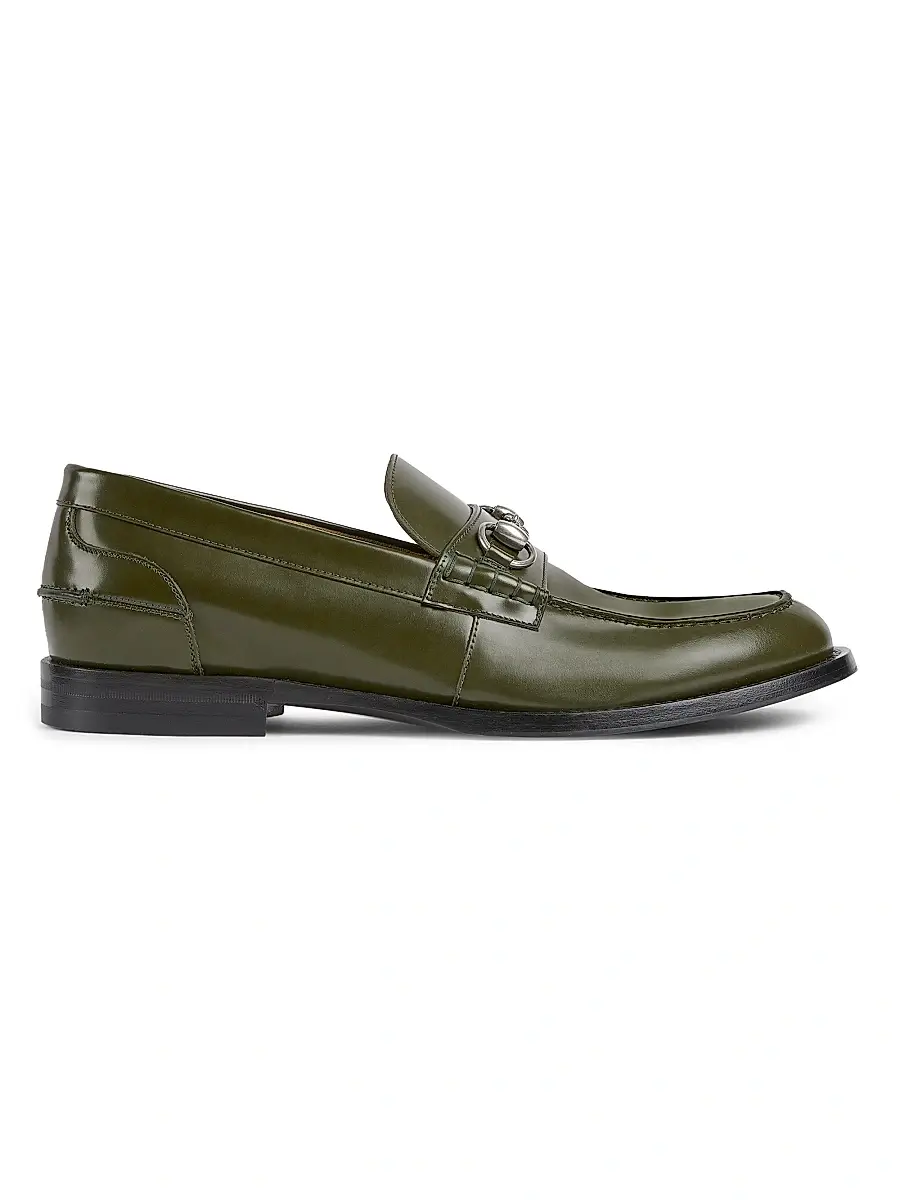 Gucci Men's Horsebit Leather Moccasin Loafers - Dark Green | Image 1 Gucci Men's Horsebit Leather Moccasin Loafers - Dark Green | Image 1