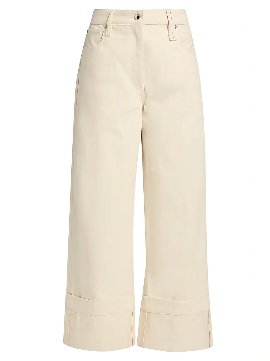 Simone Rocha Women's Cuffed Hem Cotton Straight-Leg Jeans - Ecru | Image 1 Simone Rocha Women's Cuffed Hem Cotton Straight-Leg Jeans - Ecru | Image 1