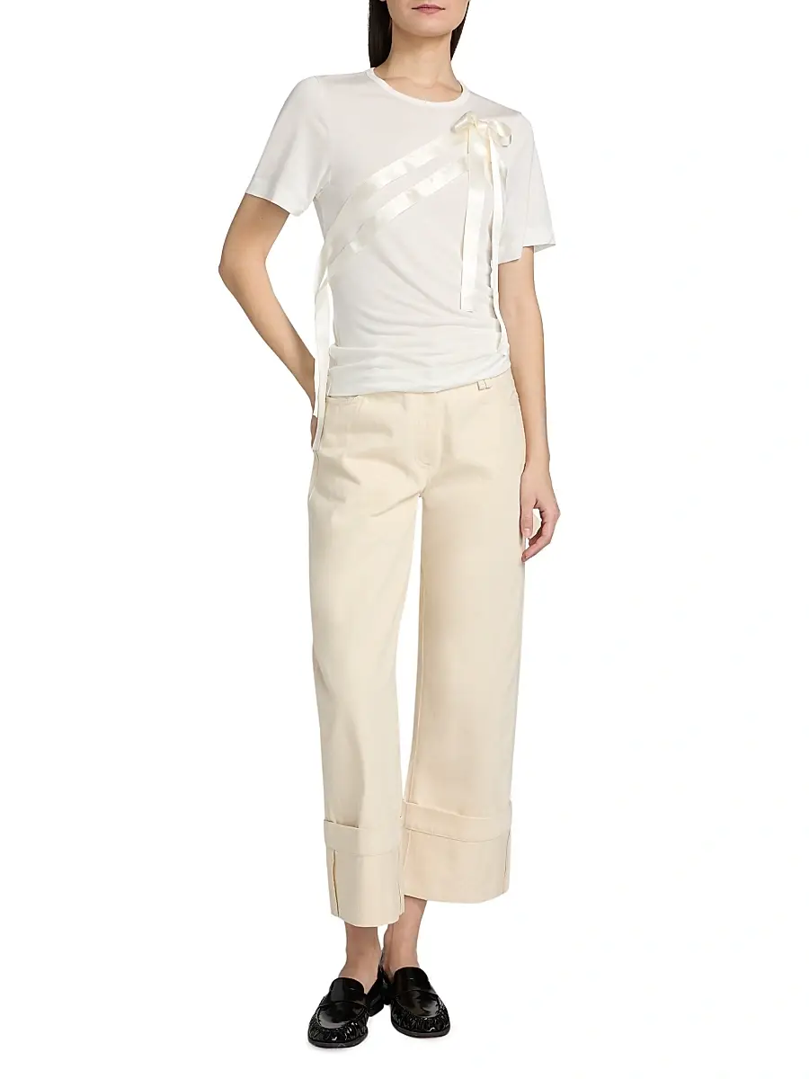 Simone Rocha Women's Satin Bow Sash Jersey T-Shirt | Thumbnail 2 Simone Rocha Women's Satin Bow Sash Jersey T-Shirt | Thumbnail 2