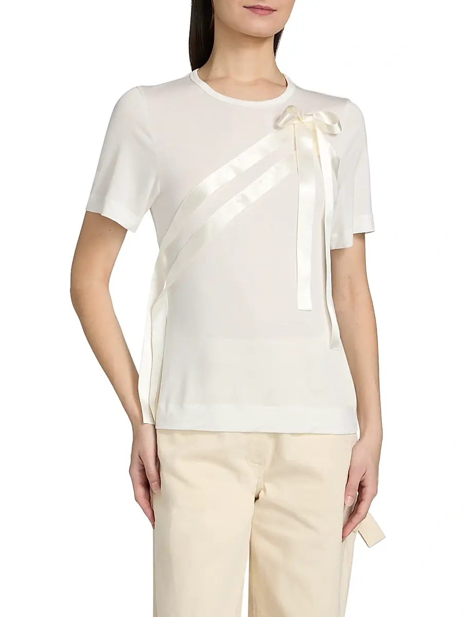 Simone Rocha Women's Satin Bow Sash Jersey T-Shirt | Thumbnail 3 Simone Rocha Women's Satin Bow Sash Jersey T-Shirt | Thumbnail 3