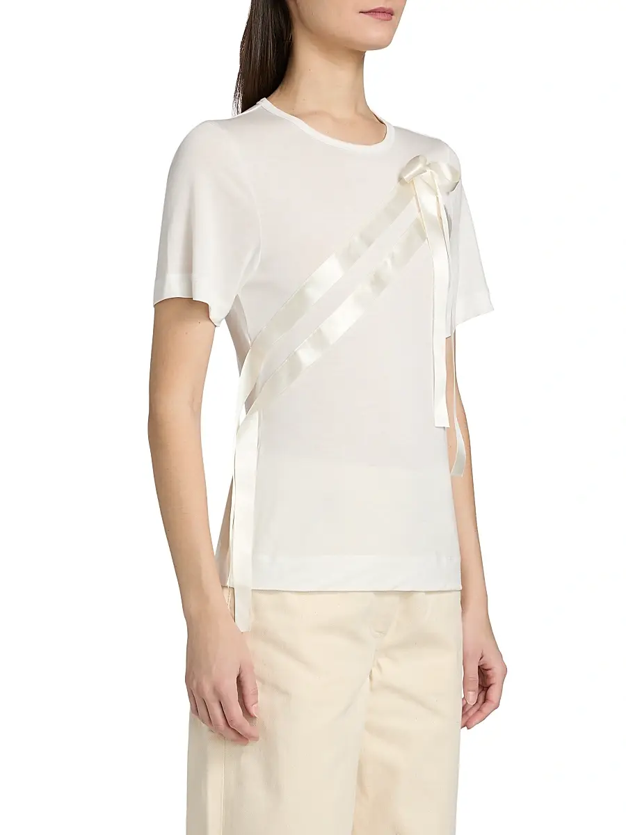 Simone Rocha Women's Satin Bow Sash Jersey T-Shirt | Thumbnail 4 Simone Rocha Women's Satin Bow Sash Jersey T-Shirt | Thumbnail 4