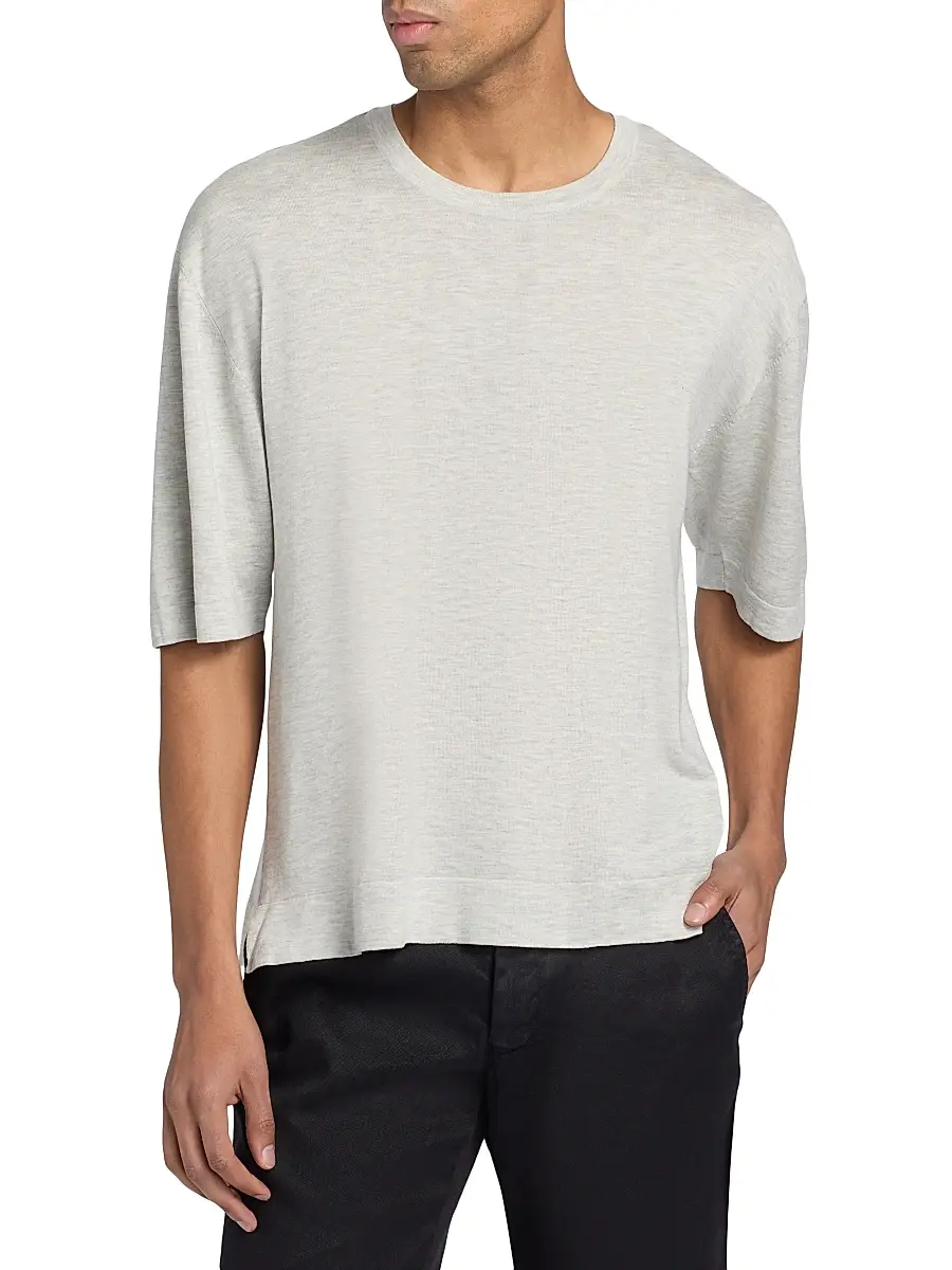OFFICINE GÉNÉRALE Men Boris Knit Crewneck T-Shirt | Thumbnail 3