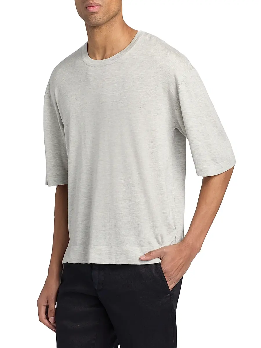 OFFICINE GÉNÉRALE Men Boris Knit Crewneck T-Shirt | Thumbnail 4