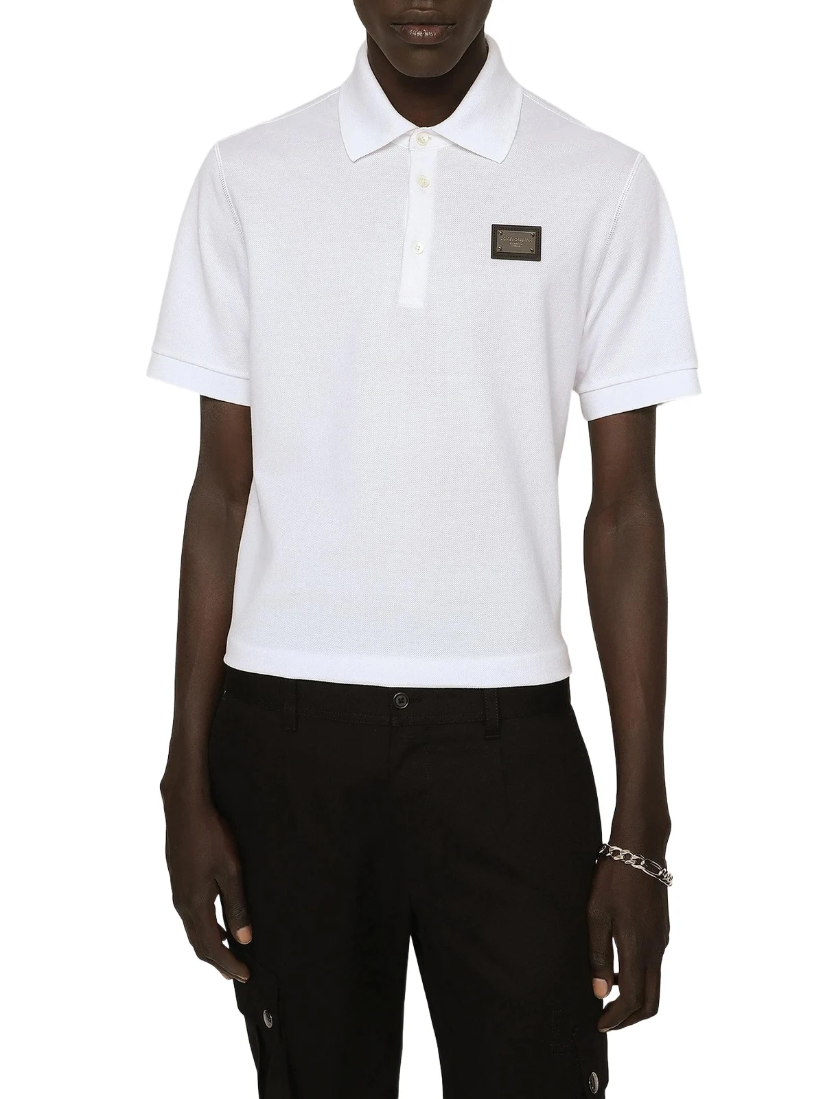 Men's Logo Plaque Cotton Polo Shirt Men's Logo Plaque Cotton Polo Shirt