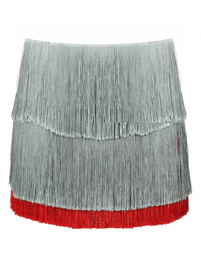 Starlight Fringe Silk-Blend Mini Skirt