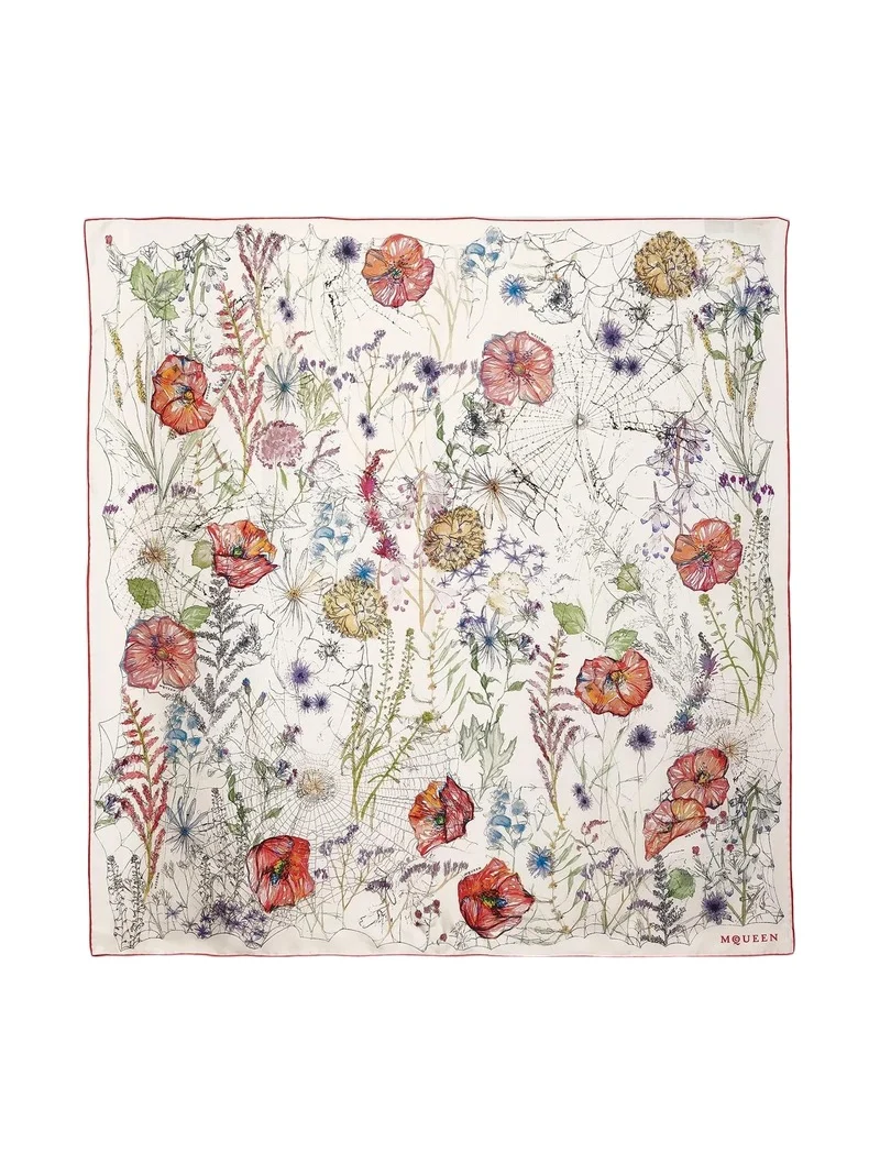 Alexander McQueen Women's Floral Spider Silk Square Scarf