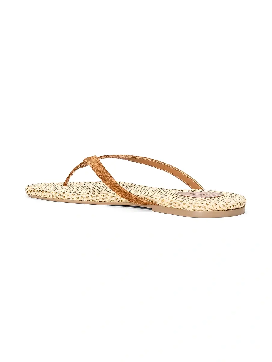 Staud Women's Freja Suede-Raffia Flat Sandals | Thumbnail 2