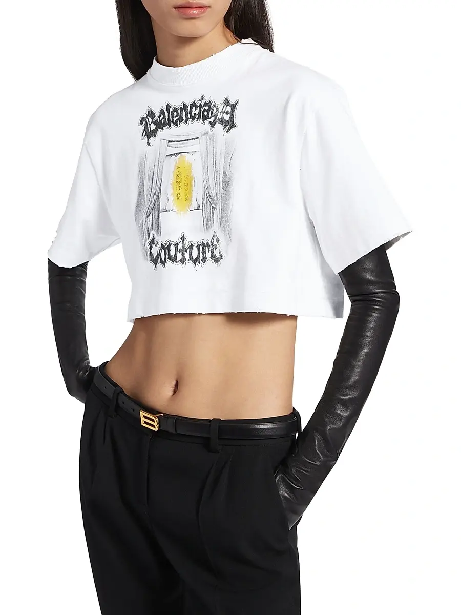 Balenciaga Women's Salon De Couture Cropped T-Shirt | Thumbnail 2