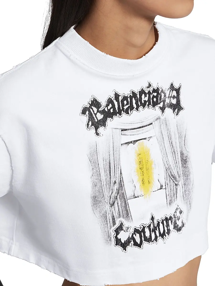 Balenciaga Women's Salon De Couture Cropped T-Shirt | Thumbnail 6