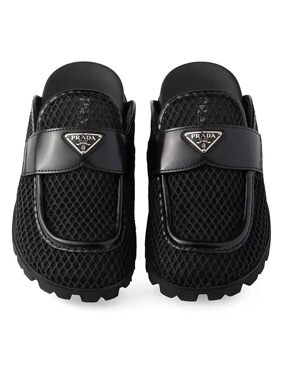 Prada Women's Mesh Fabric Mules - Black | Thumbnail 4 Prada Women's Mesh Fabric Mules - Black | Thumbnail 4